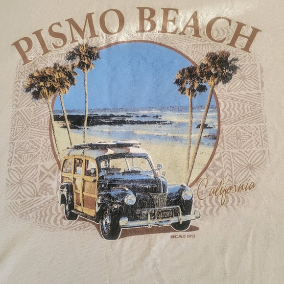 GIlDAN PISMO BEACH CALIFORNIA Tan Cotton Surf Print XL - Picture 3 of 5